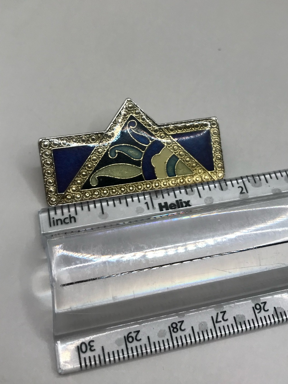 Vintage Gold-Tone Blue Enamel Art Deco Inspired Brooch - Picture 7 of 7